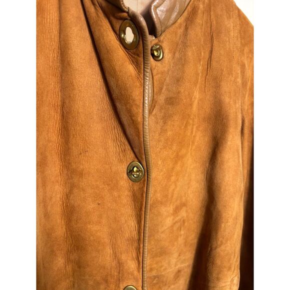 Sills Bonnie Cashin Leather Suede Trench Coat VTG Jacket Brass Twist Lock sz S - Picture 3 of 10